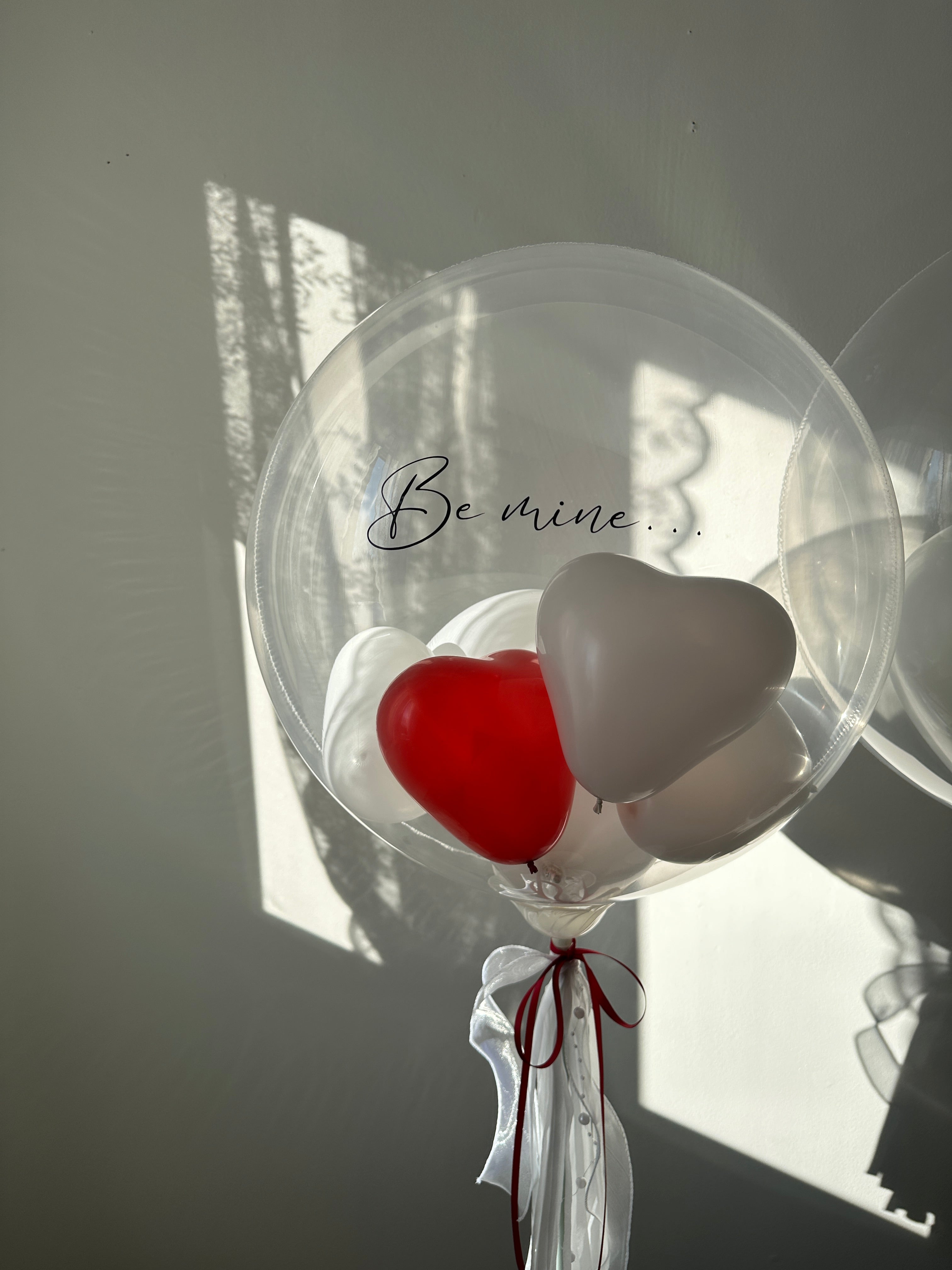Bubble Balloon - Mini Hearts | White & Red
